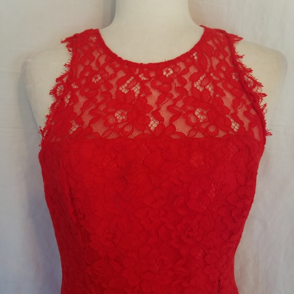 Shoshanna Red Lace Sleeveless Dress - Picture 3 of 11